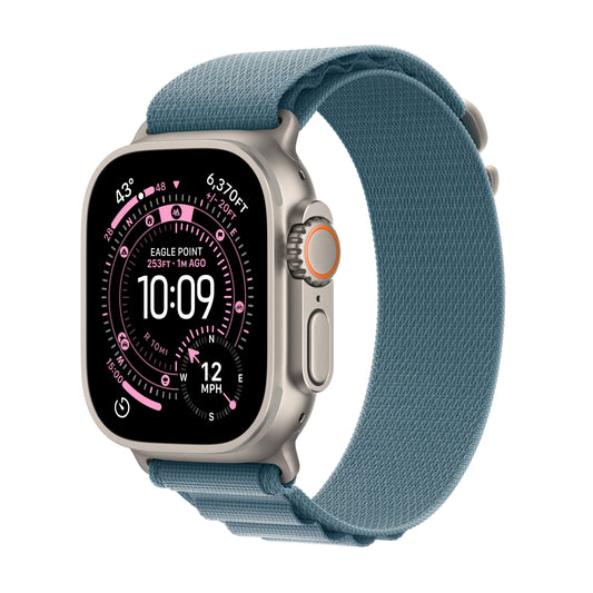 Apple Watch Ultra 3 GPS + Cellular 49mm natúr titántok, világoskék Alpesi pánt - L - iSTYLE HU
