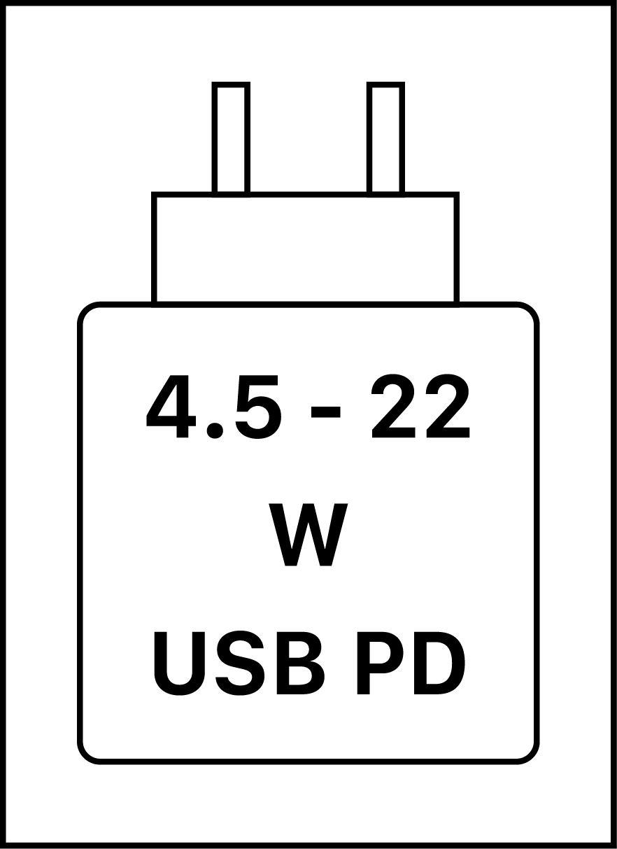 Ez az eszköz támogatja az USB PD gyorstöltést az USB Implementers Forum Power Delivery Specification 3.1-es verziójában meghatározottak szerint.