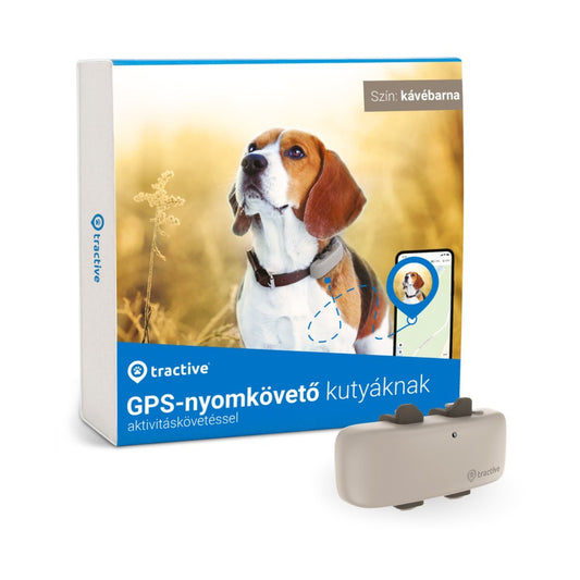 Tractive – DOG 4 GPS alapú, nyakörvre rögzíthető kutya nyomkövető - Kávébarna - iSTYLE HU