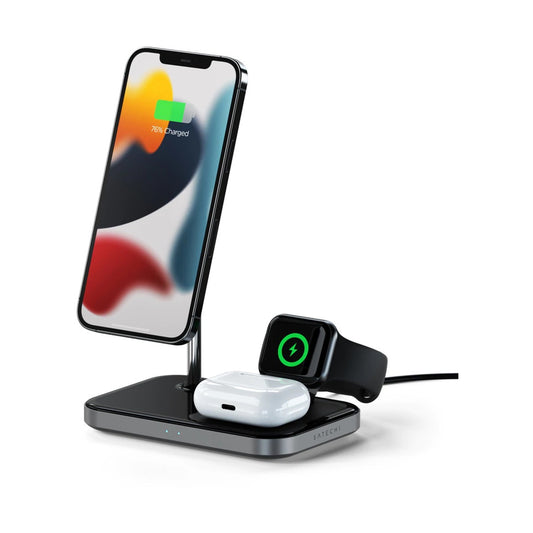 Satechi – Trio 3 az 1-ben vezeték nélküli töltő állomás (Apple Watch, Airpods, iPhone) - Fekete - iSTYLE HU