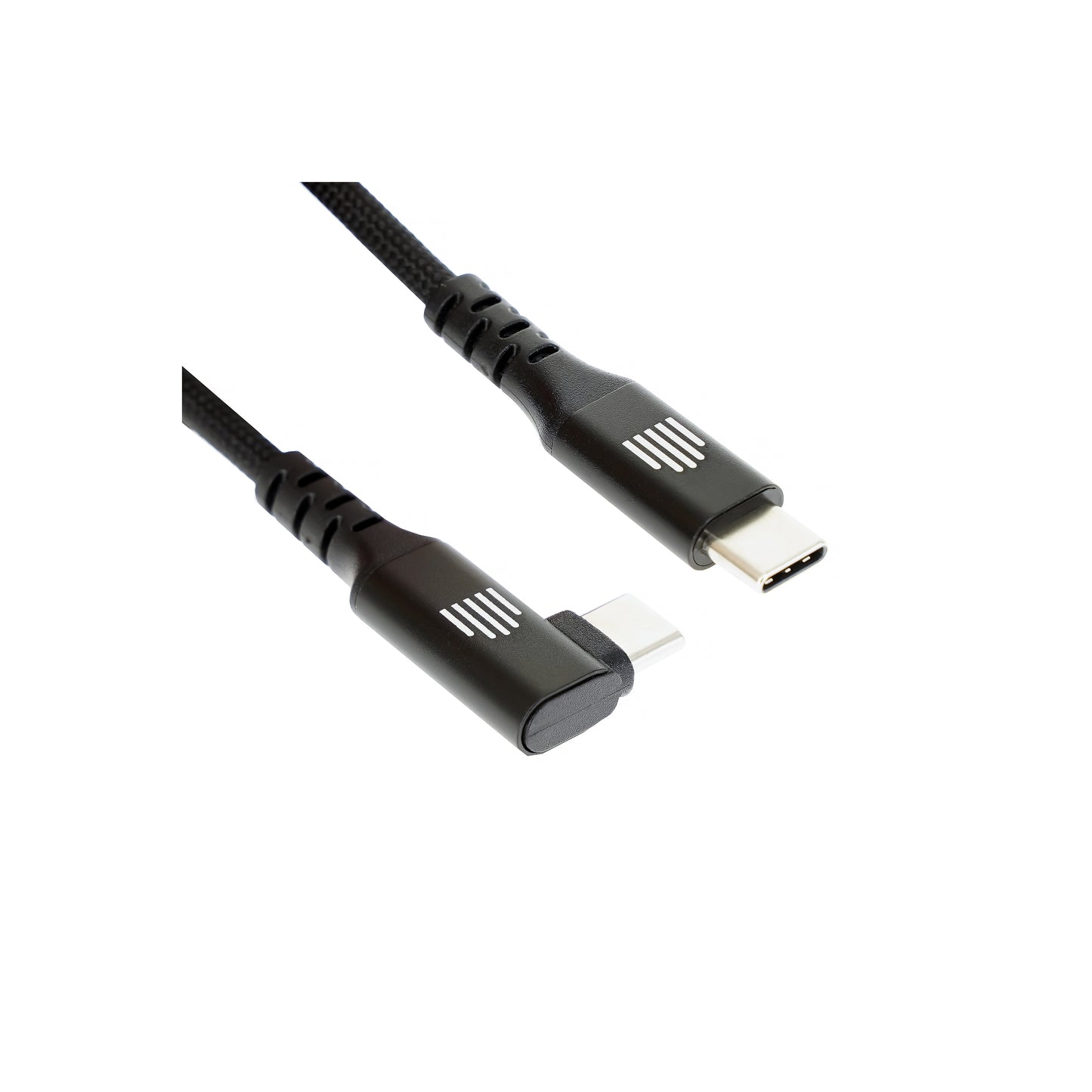 Dviced USB-C - USB-C 90 fokos fonott kábel, 1,25m - fekete
