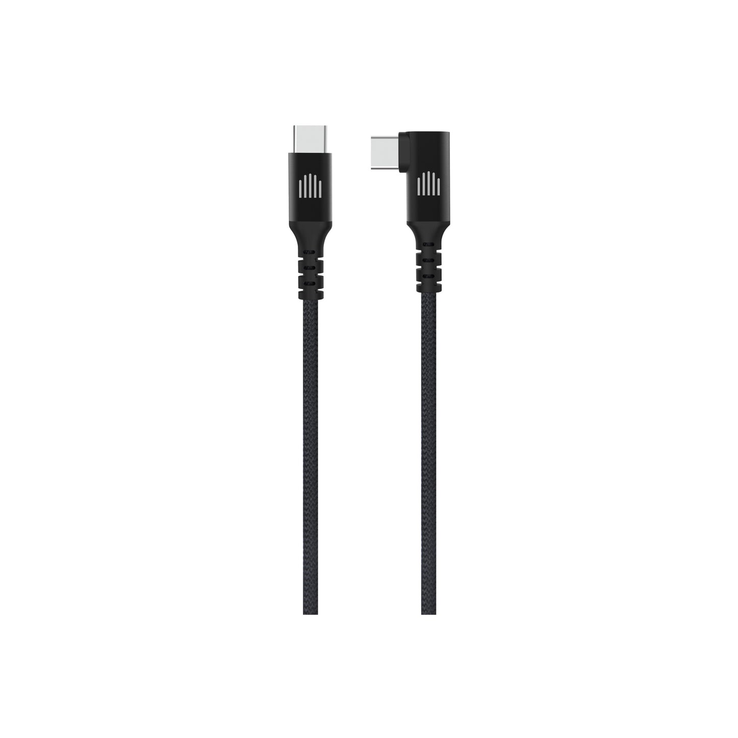 Dviced USB-C - USB-C 90 fokos fonott kábel, 1,25m - fekete