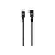 Dviced USB-C - USB-C 90 fokos fonott kábel, 1,25m - fekete
