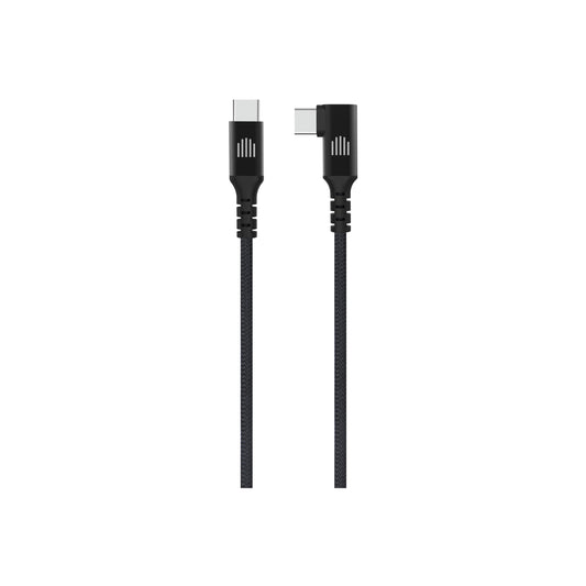 Dviced USB-C - USB-C 90 fokos fonott kábel, 1,25m - fekete