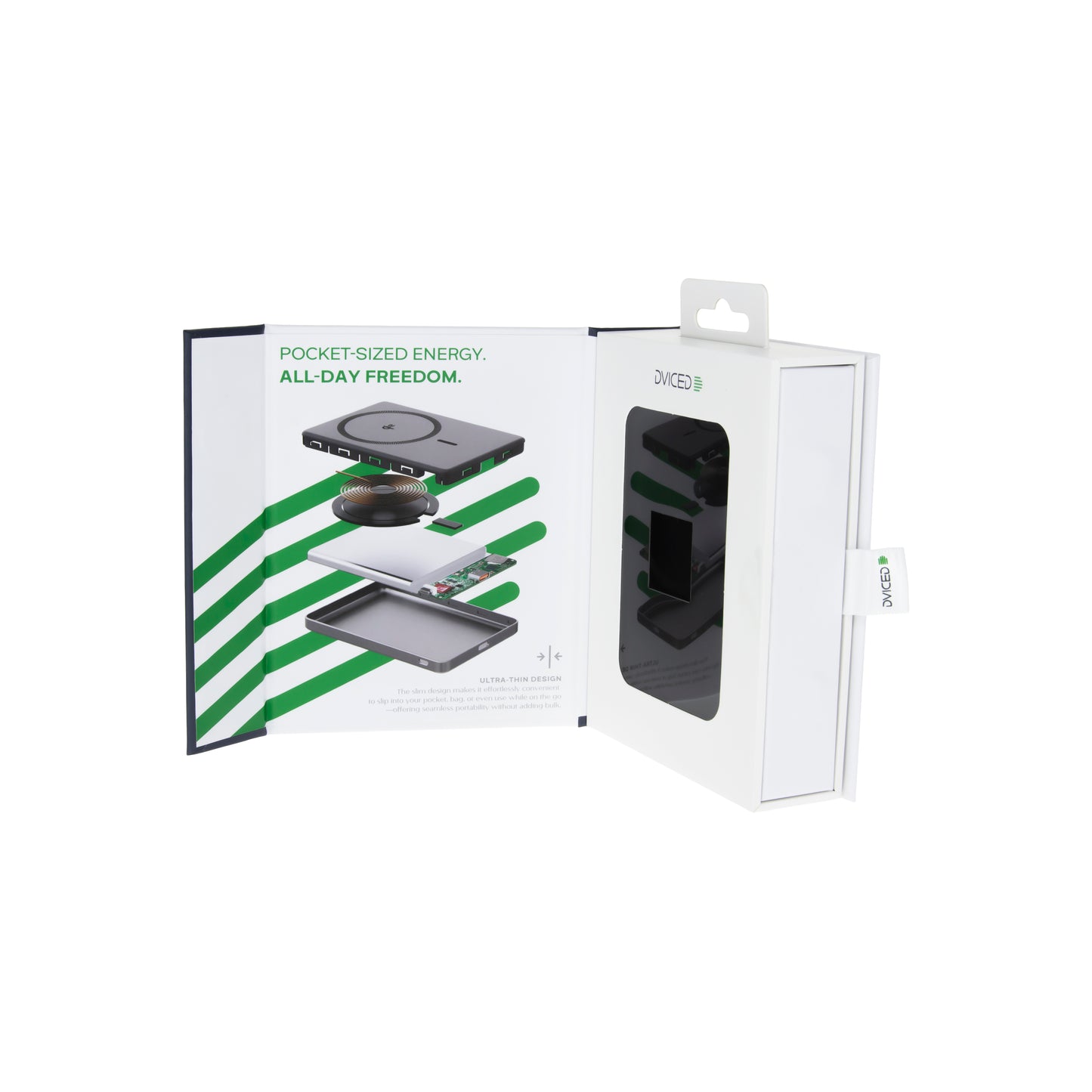 Dviced Ultravékony Qi2 Power Bank 5000mAh - fekete/szürke