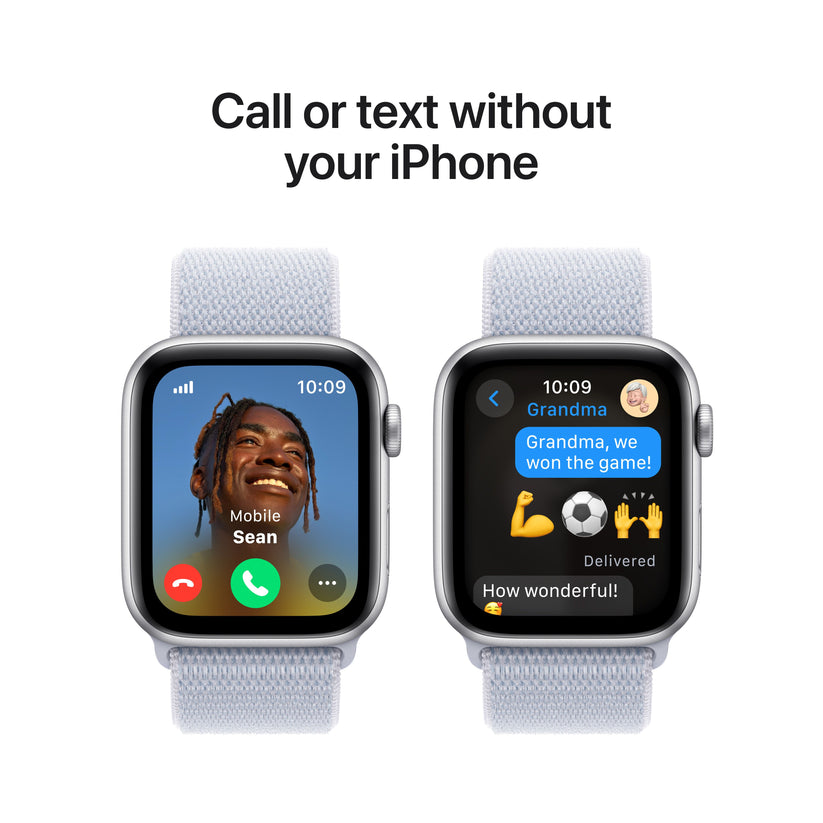 Apple Watch SE GPS + cellás 44 mm-es ezüst alumínium tok kék felhős sporthurokkal - iSTYLE HU