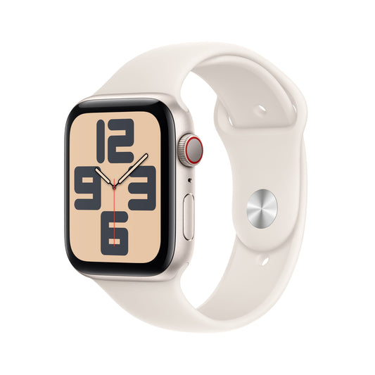 Apple Watch SE GPS + cellás 44 mm-es Starlight alumínium tok Starlight sportpánttal - S/M - iSTYLE HU