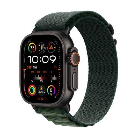 Apple Watch Ultra 2 GPS + Cellular 49 mm-es fekete titán tok sötétzöld Alpesi pánttal - L - iSTYLE HU