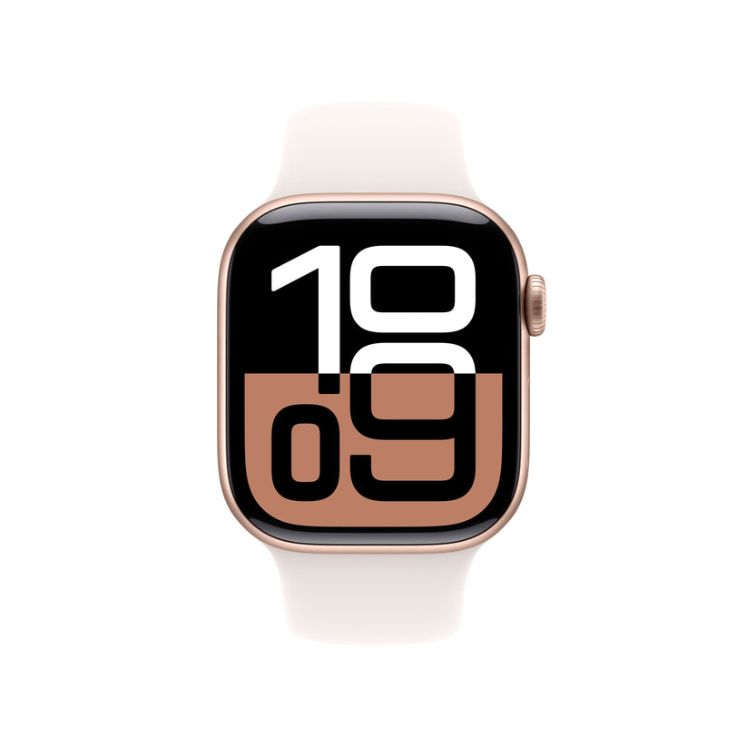 Apple Watch Series 10 GPS, 42 mm-es rózsaarany alumínium tok világos pirosító sportszíjjal - S/M - iSTYLE HU