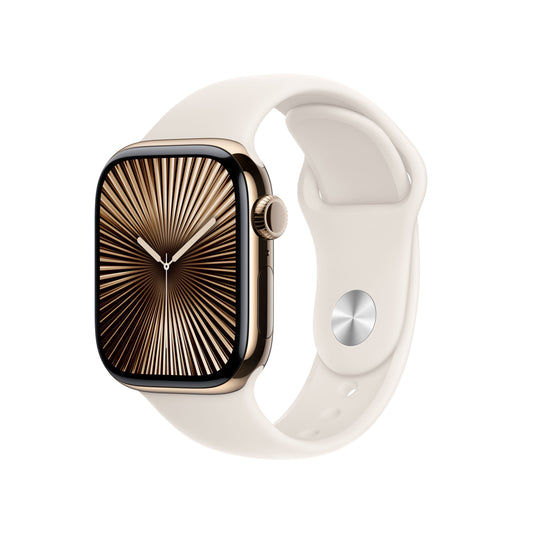 Apple Watch Series 10 GPS + cellás 42 mm-es arany titán tok Starlight sportpánttal - M/L - iSTYLE HU