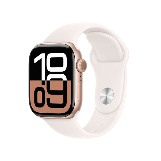 Apple Watch Series 10 GPS + cellás 42 mm-es rózsa arany alumínium tok világos pirosító sportszíjjal - S/M - iSTYLE HU
