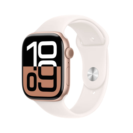 Apple Watch Series 10 GPS + cellás 46 mm-es rózsa arany alumínium tok világos pirosító sportszíjjal - M/L - iSTYLE HU
