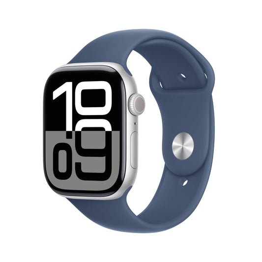 Apple Watch Series 10 GPS + cellás 46 mm-es ezüst alumínium tok farmer sportszíjjal - M/L - iSTYLE HU