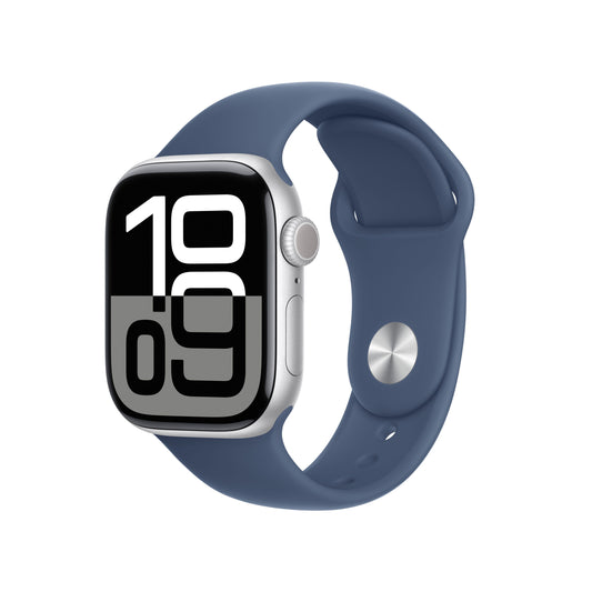 Apple Watch Series 10 GPS 42 mm-es ezüst alumínium tok farmer sportszíjjal - S/M - iSTYLE HU
