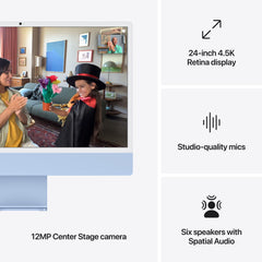 24 hüvelykes iMac Retina 4,5K kijelzővel: Apple M4 chip 8 magos CPU-val és 8 magos GPU-val, 1TB SSD, 16GB RAM, Magic Mouse, Magic Keyboard - magyar - kék CTO