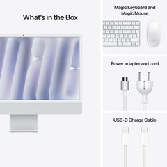 24 hüvelykes iMac Retina 4,5K kijelzővel: Apple M4 chip 8 magos CPU-val és 8 magos GPU-val, 1TB SSD, 16GB RAM, Magic Mouse, Magic Keyboard - magyar - ezüst CTO