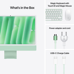 24 hüvelykes iMac Retina 4,5K kijelzővel: Apple M4 chip 10 magos CPU-val és 10 magos GPU-val, 512GB SSD, 16GB RAM, Magic Mouse, Magic Keyboard Touch ID-val és számbillentyűzettel – magyar - zöld CTO