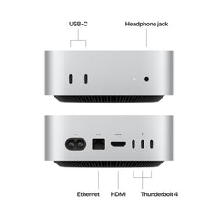 Mac mini: Apple M4 chip 10 magos CPU-val és 10 magos GPU-val, 1TB SSD, 16GB RAM - ezüst CTO