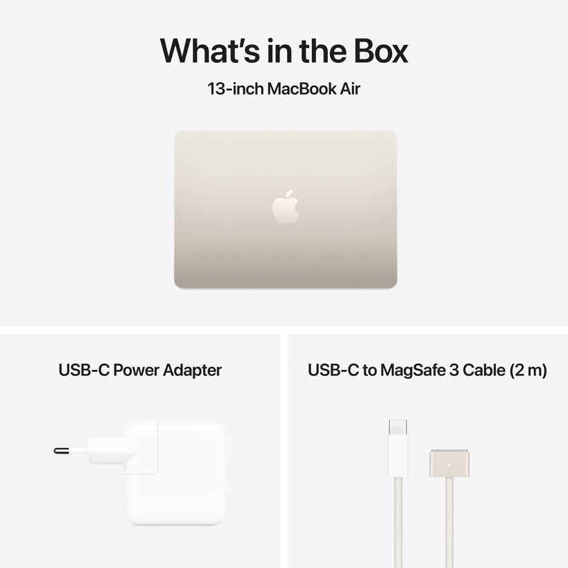 13 hüvelykes MacBook Air: Apple M4 chip 10 magos CPU-val és 10 magos GPU-val, 2TB SSD, 32GB RAM, Háttér-világítású Magic Keyboard Touch ID-val – magyar - csillagfény CTO