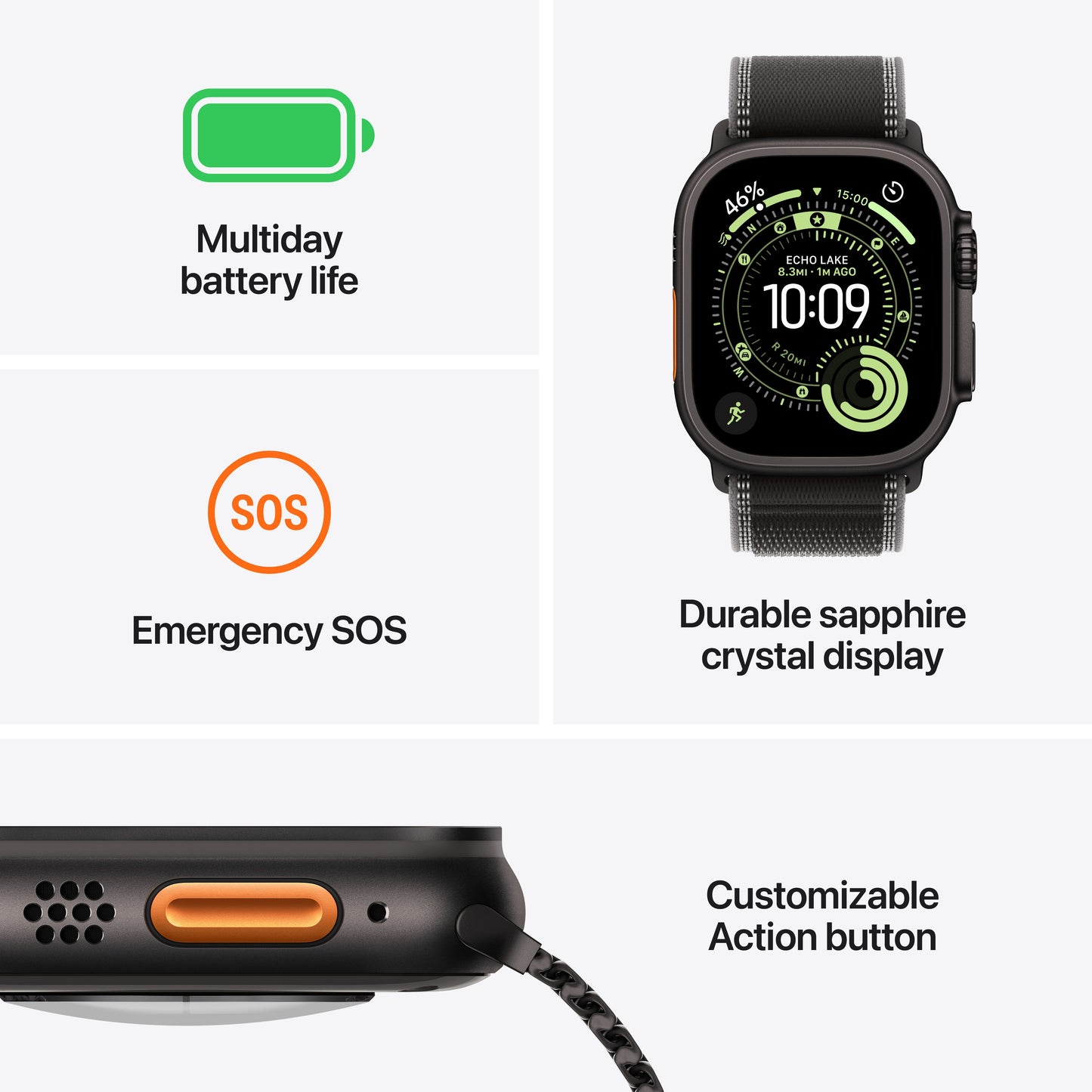 Apple Watch Ultra 3 GPS + Cellular 49mm fekete titántok, fekete Titán milánói szíj - M - iSTYLE HU