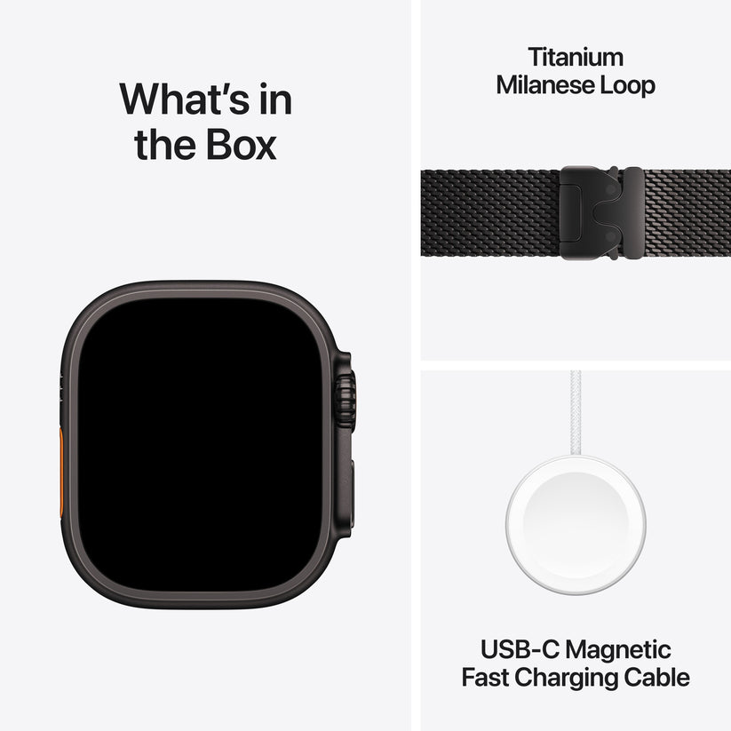 Apple Watch Ultra 3 GPS + Cellular 49mm fekete titántok, fekete Titán milánói szíj - M - iSTYLE HU