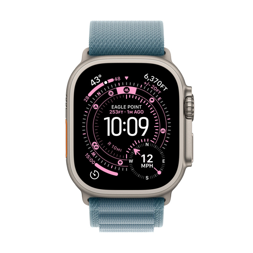 Apple Watch Ultra 3 GPS + Cellular 49mm natúr titántok, világoskék Alpesi pánt - L - iSTYLE HU