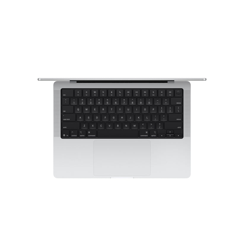 14 hüvelykes MacBook Pro: Apple M5 chip 10 magos CPU-val és 10 magos GPU-val, 2TB SSD, 16GB RAM, Nanotexturált kijelző, Háttér-világítású Magic Keyboard Touch ID‑val – nemzetközi angol - ezüst CTO