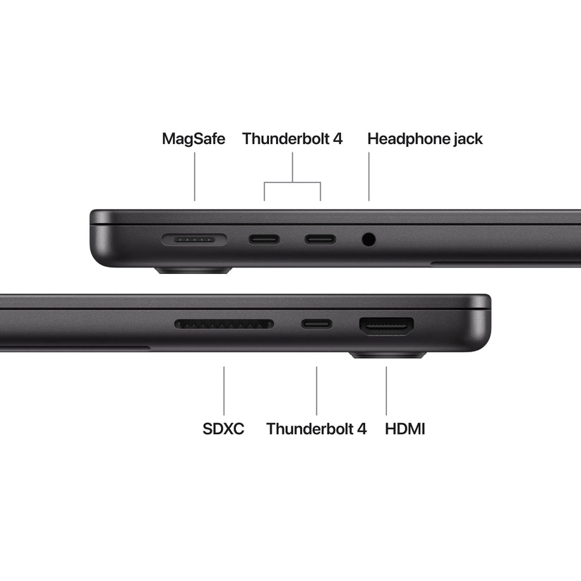 14 hüvelykes MacBook Pro: Apple M5 chip 10 magos CPU-val és 10 magos GPU-val, 2TB SSD, 24GB RAM, Nanotexturált kijelző, Háttér-világítású Magic Keyboard Touch ID‑val – magyar - asztrofekete CTO