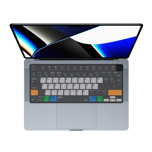 JCPal Verskin MacOS Shortcuts Keyboard Cover (Transparent Black) for MacBook Air 13/15, MacBook Pro 14/16 (EU-Layout)