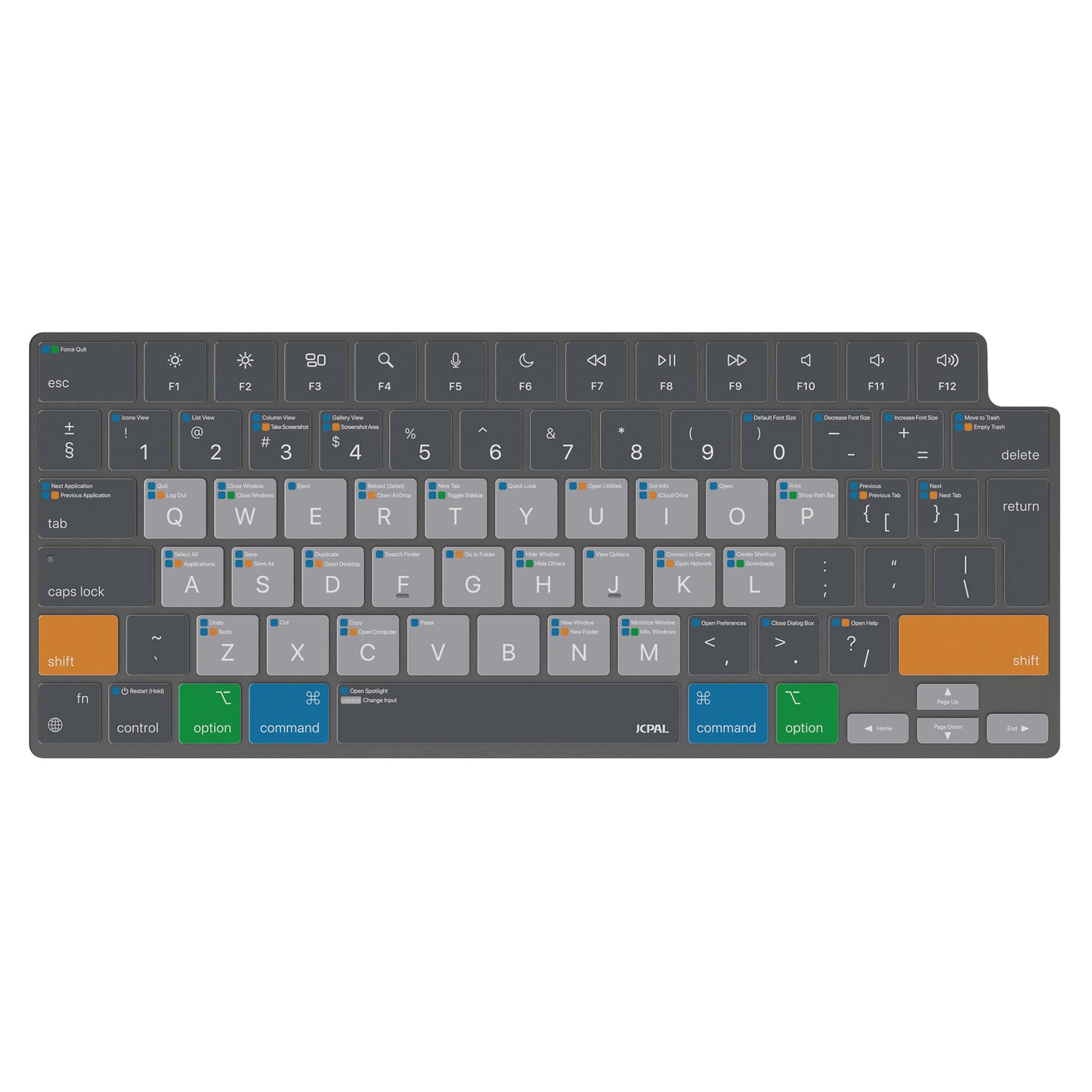 JCPal Verskin MacOS Shortcuts Keyboard Cover (Transparent Black) for MacBook Air 13/15, MacBook Pro 14/16 (EU-Layout)