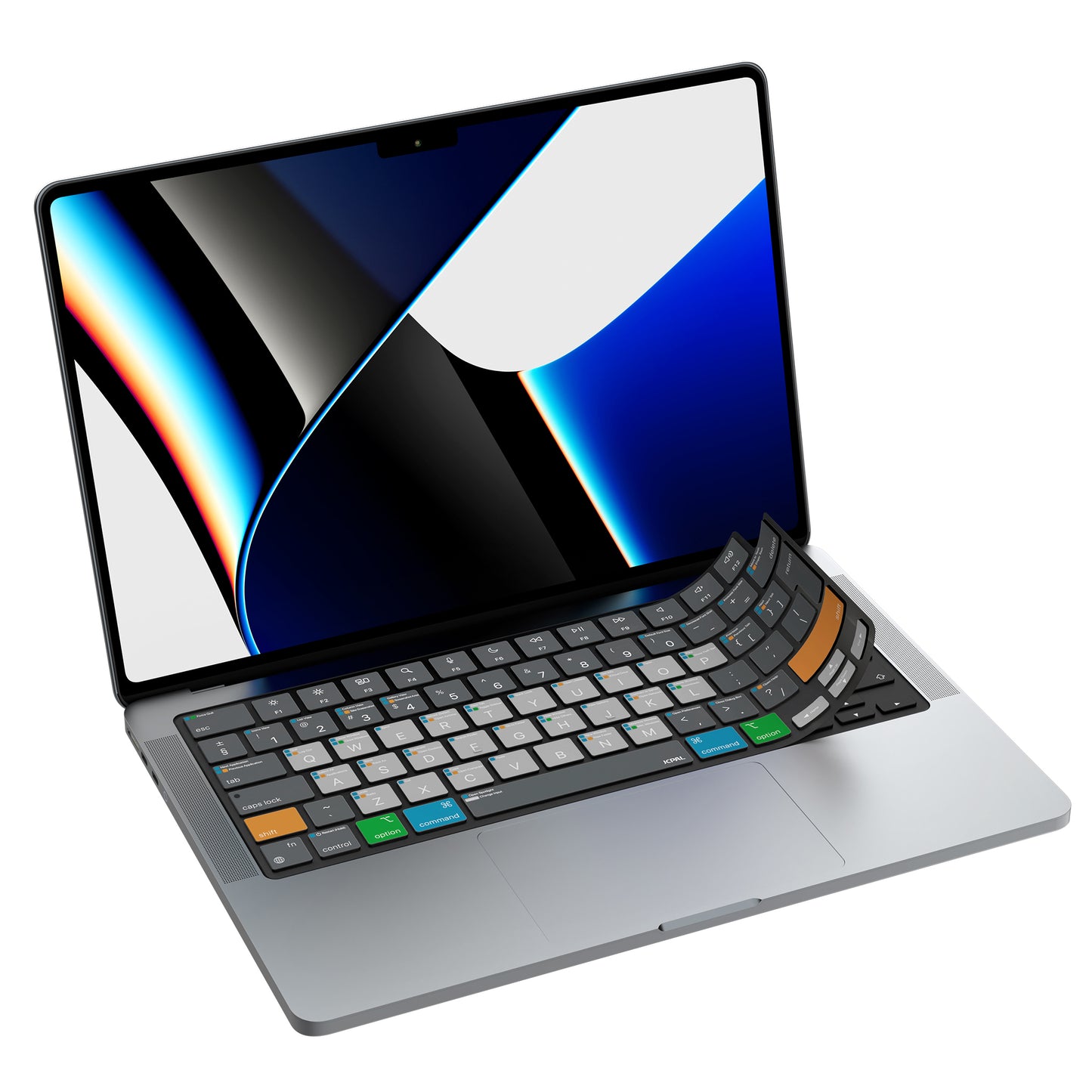 JCPal Verskin MacOS Shortcuts Keyboard Cover (Transparent Black) for MacBook Air 13/15, MacBook Pro 14/16 (EU-Layout)