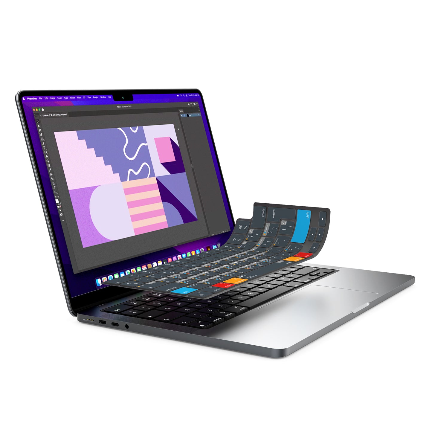 JCPal Verskin Illustrator Shortcuts Keyboard Cover (Transparent Black) for MacBook Air 13/15, MacBook Pro 14/16 (EU-Layout)