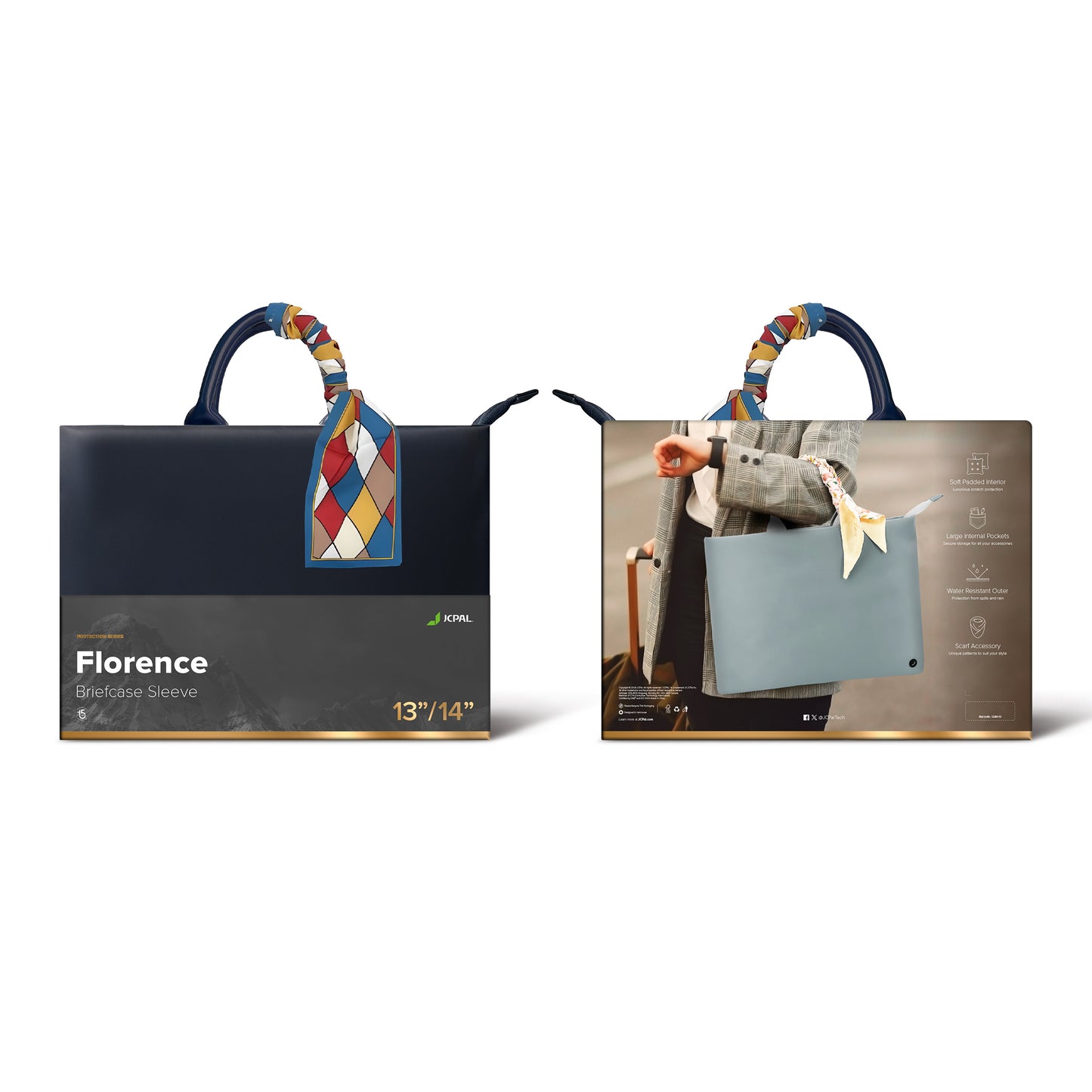 JCPAL Florence Briefcase Sleeve - 13/14 inch - Prussian Blue
