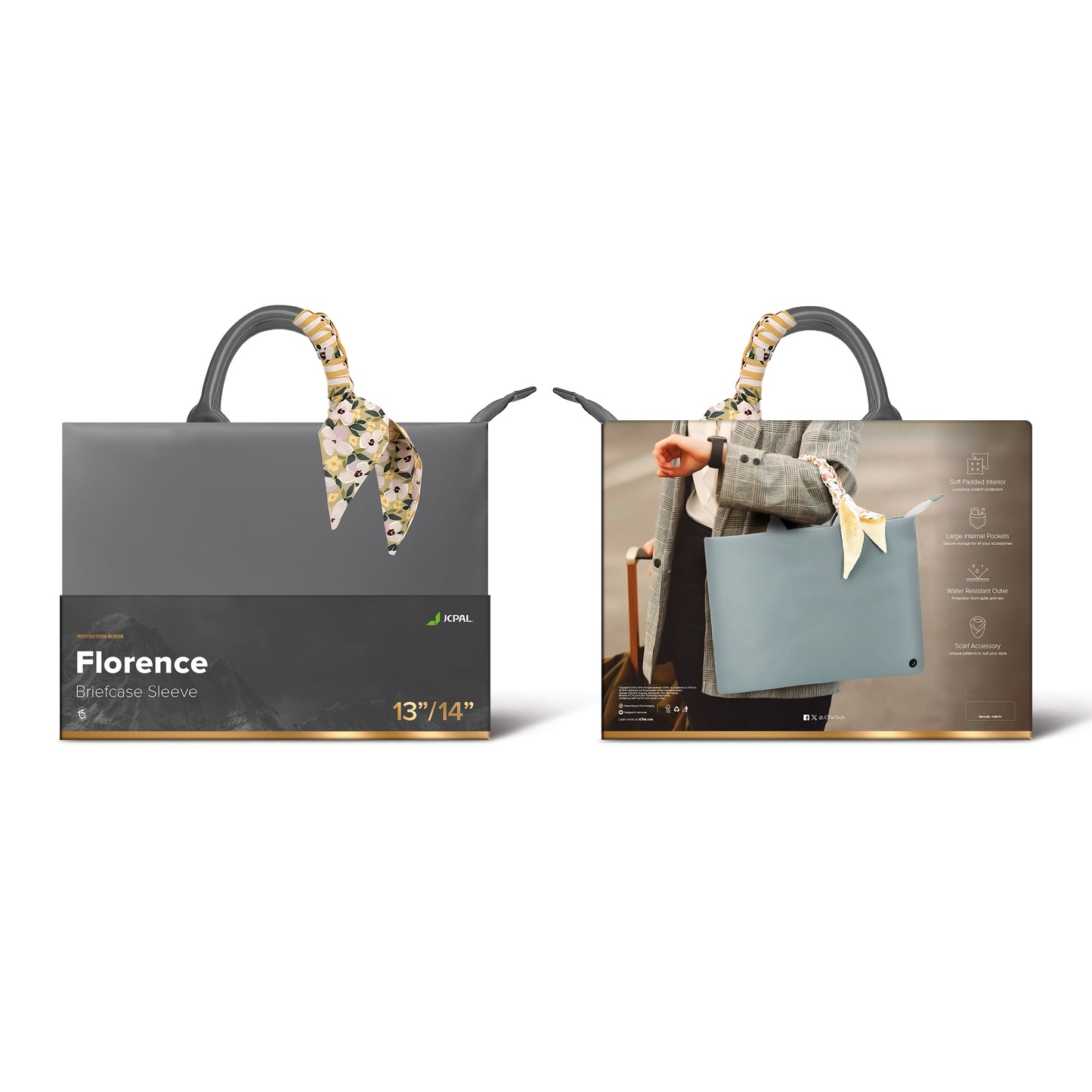 JCPAL Florence Briefcase Sleeve - 13/14 inch - Stone