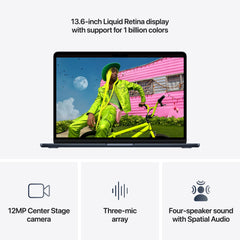 13 hüvelykes MacBook Air: Apple M5 chip 10 magos CPU-val és 10 magos GPU-val, 1TB SSD, 32GB RAM, Háttér-világítású Magic Keyboard Touch ID-val, 70 wattos USB‑C adapterrel – nemzetközi angol - éjfekete CTO