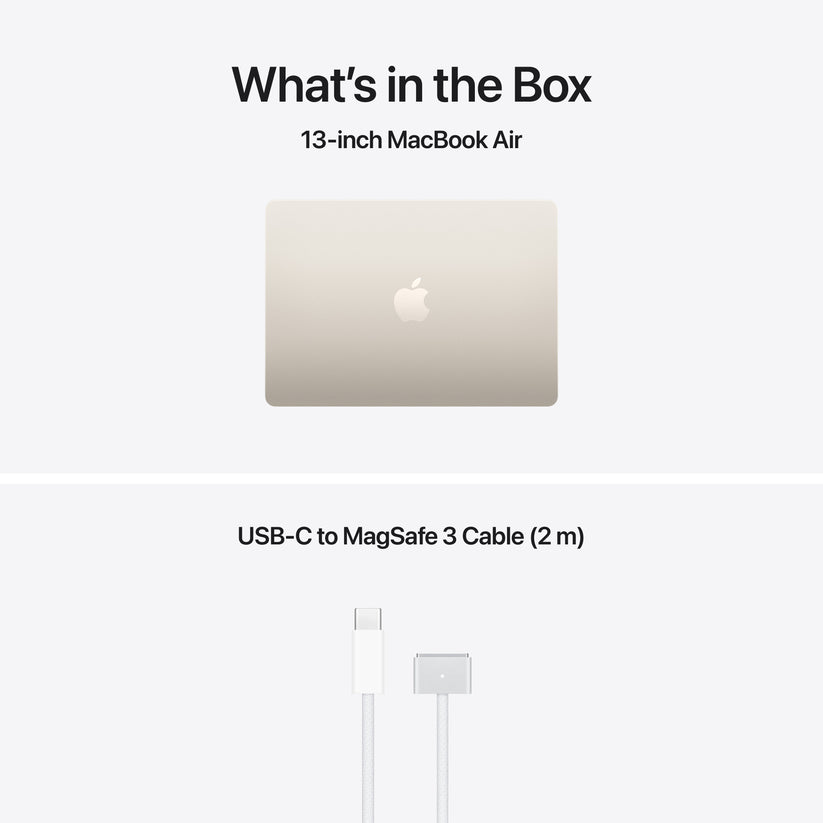 13 hüvelykes MacBook Air: Apple M5 chip 10 magos CPU-val és 10 magos GPU-val, 2TB SSD, 16GB RAM, Háttér-világítású Magic Keyboard Touch ID-val, 70 wattos USB‑C adapterrel – magyar - csillagfény CTO