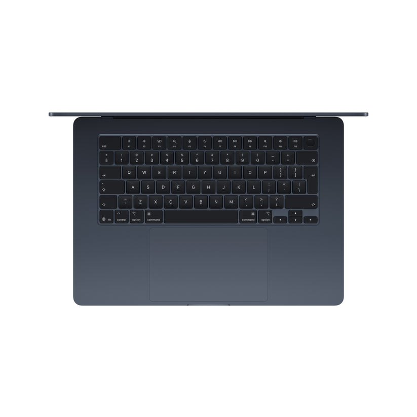 15 hüvelykes MacBook Air: Apple M5 chip 10 magos CPU-val és 10 magos GPU-val, 1TB SSD, 16GB RAM, Háttér-világítású Magic Keyboard Touch ID‑val, 35 wattos, kétportos USB‑C adapterrel – nemzetközi angol - éjfekete CTO