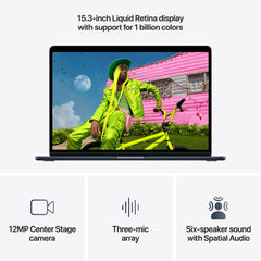 15 hüvelykes MacBook Air: Apple M5 chip 10 magos CPU-val és 10 magos GPU-val, 4TB SSD, 24GB RAM, Háttér-világítású Magic Keyboard Touch ID‑val, 70 wattos adapterrel – magyar - éjfekete CTO