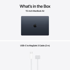 15 hüvelykes MacBook Air: Apple M5 chip 10 magos CPU-val és 10 magos GPU-val, 4TB SSD, 16GB RAM, Háttér-világítású Magic Keyboard Touch ID‑val, 70 wattos adapterrel – magyar - éjfekete CTO