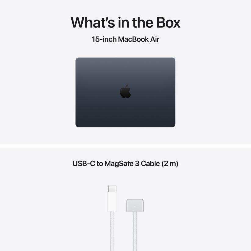 15 hüvelykes MacBook Air: Apple M5 chip 10 magos CPU-val és 10 magos GPU-val, 4TB SSD, 16GB RAM, Háttér-világítású Magic Keyboard Touch ID‑val, 70 wattos adapterrel – magyar - éjfekete CTO