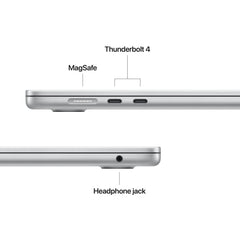15 hüvelykes MacBook Air: Apple M5 chip 10 magos CPU-val és 10 magos GPU-val, 2TB SSD, 32GB RAM, Háttér-világítású Magic Keyboard Touch ID‑val, 35 wattos, kétportos USB‑C adapterrel – nemzetközi angol - ezüst CTO
