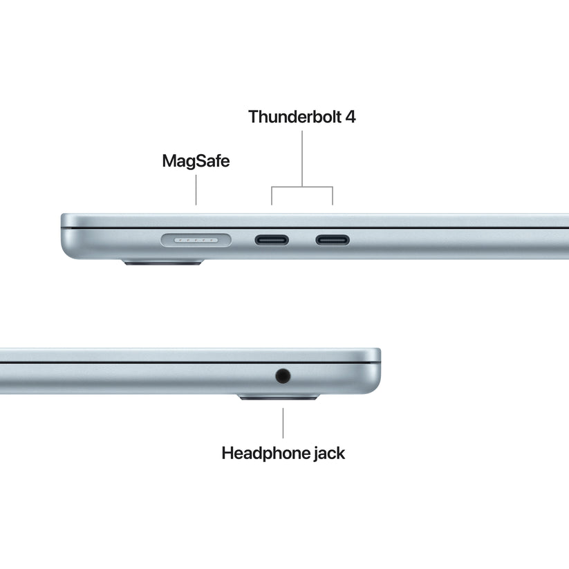 15 hüvelykes MacBook Air: Apple M5 chip 10 magos CPU-val és 10 magos GPU-val, 2TB SSD, 24GB RAM, Háttér-világítású Magic Keyboard Touch ID‑val, 70 wattos adapterrel – magyar - égkék CTO