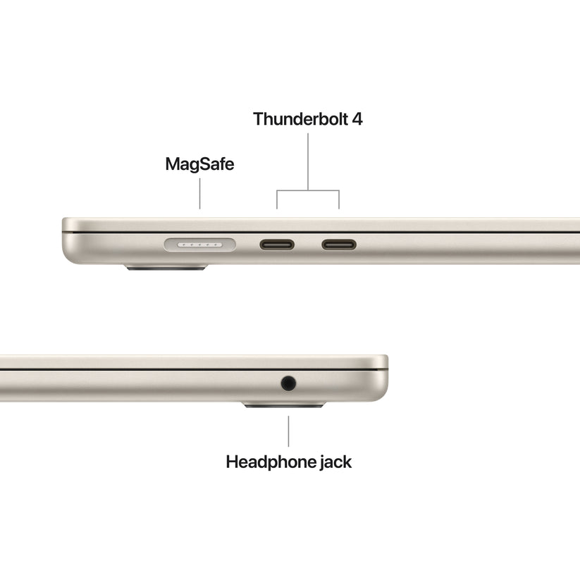 15 hüvelykes MacBook Air: Apple M5 chip 10 magos CPU-val és 10 magos GPU-val, 2TB SSD, 24GB RAM, Háttér-világítású Magic Keyboard Touch ID‑val, 70 wattos adapterrel – magyar - csillagfény CTO