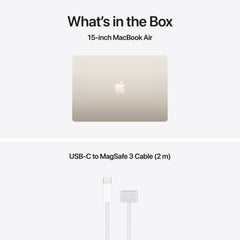 15 hüvelykes MacBook Air: Apple M5 chip 10 magos CPU-val és 10 magos GPU-val, 4TB SSD, 32GB RAM, Háttér-világítású Magic Keyboard Touch ID‑val, 70 wattos adapterrel – magyar - csillagfény CTO