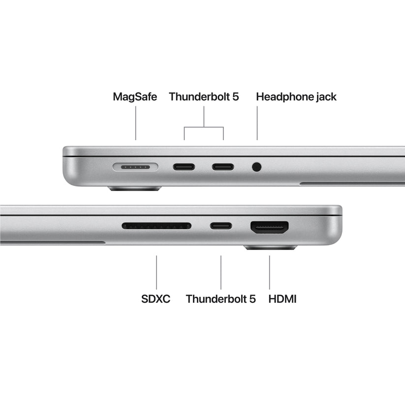 14 hüvelykes MacBook Pro: Apple M5 Max chip 18 magos CPU-val és 40 magos GPU-val, 2TB SSD, 64GB RAM, Háttér-világítású Magic Keyboard Touch ID‑val – magyar - ezüst CTO - iSTYLE.hu