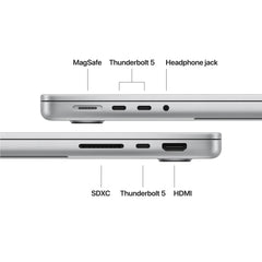14 hüvelykes MacBook Pro: Apple M5 Max chip 18 magos CPU-val és 40 magos GPU-val, 4TB SSD, 48GB RAM, Háttér-világítású Magic Keyboard Touch ID‑val – nemzetközi angol - ezüst CTO - iSTYLE.hu