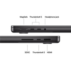 14 hüvelykes MacBook Pro: Apple M5 Pro chip 15 magos CPU-val és 16 magos GPU-val, 2TB SSD, 48GB RAM, Háttér-világítású Magic Keyboard Touch ID‑val – magyar - asztrofekete CTO