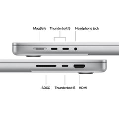 16 hüvelykes MacBook Pro: Apple M5 Pro chip 18 magos CPU-val és 20 magos GPU-val, 1TB SSD, 64GB RAM, Háttér-világítású Magic Keyboard Touch ID‑val – nemzetközi angol - ezüst CTO