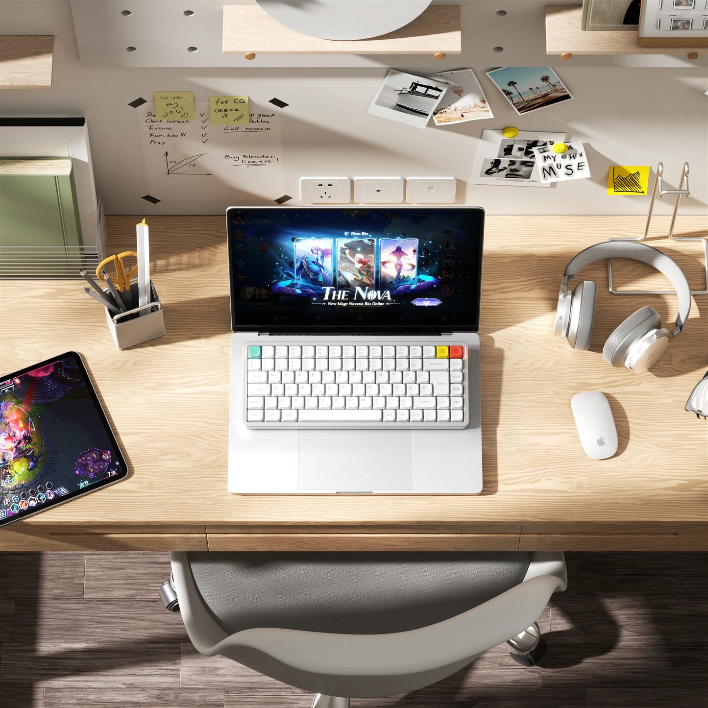 NuPhy Air75 V3 vezeték nélküli Bluetooth billentyűzet, Gateron Blush nano switch - fekete