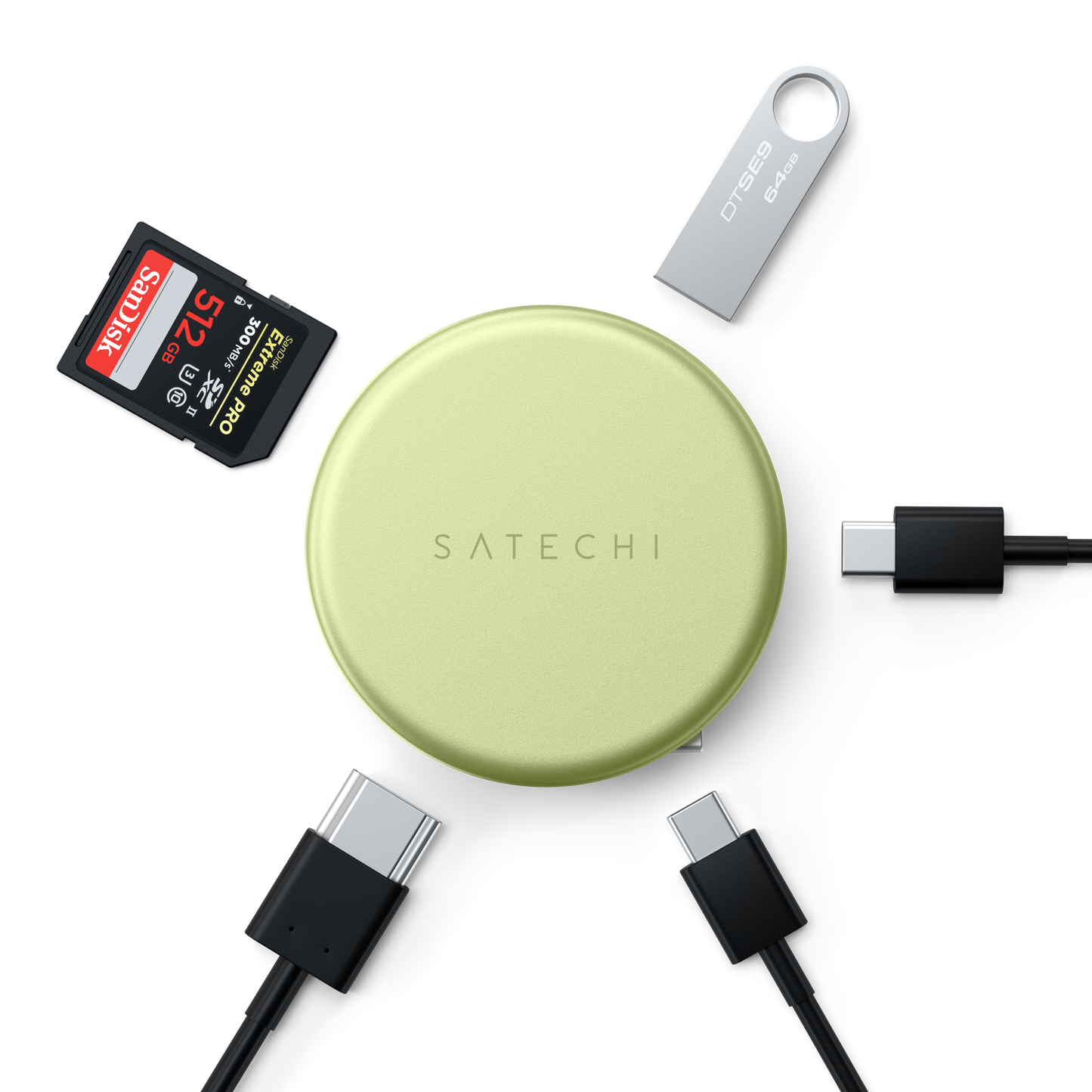 Satechi – OntheGo 5-in-1 Multiport Adapter (1x HDMI 4K 60Hz, 1x USB-C 5 Gbps-ig, 1x USB-A 3.0 5 Gbps-ig, 1xUSB-C PD60W, 1x SD kártya olvasó) - Citrus